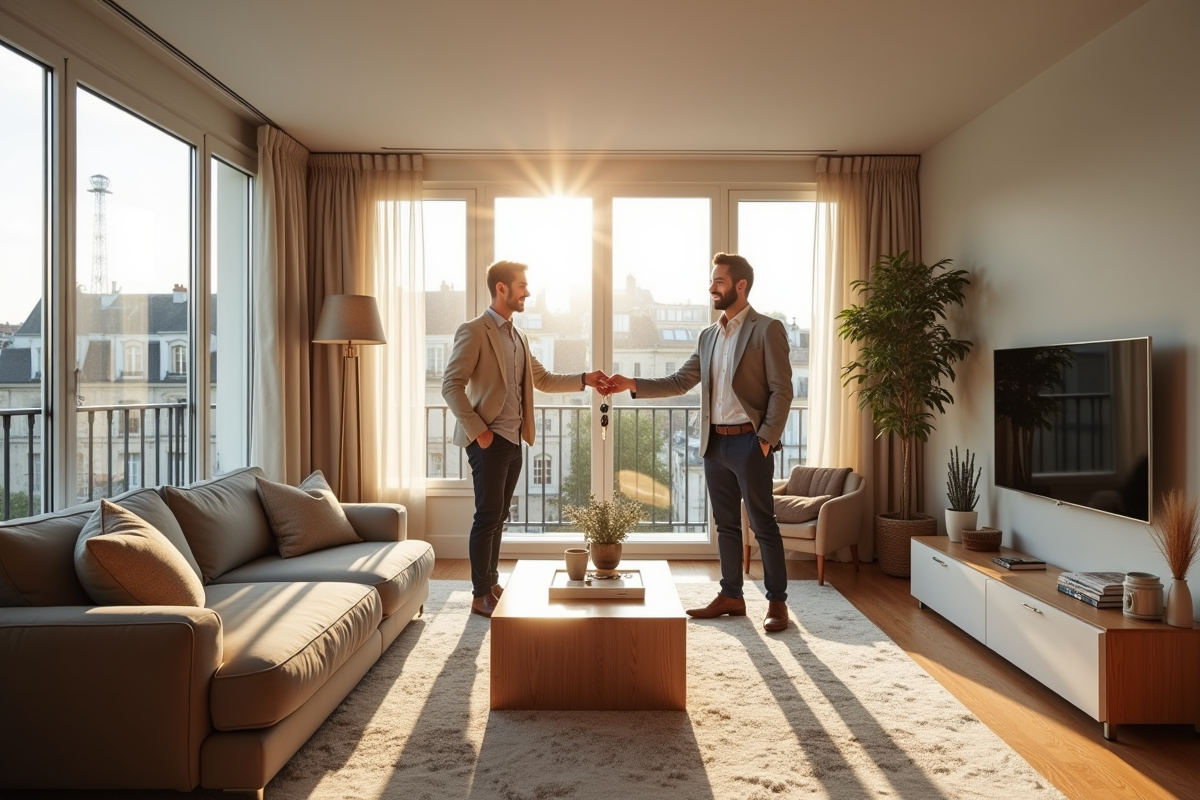 Intérieur lumineux d un appartement parisien avec clés