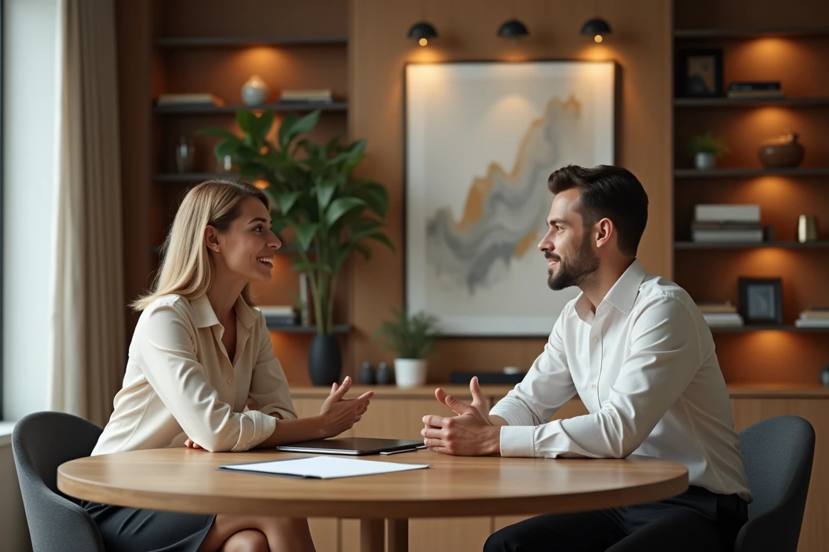 Femme professionnelle discutant avec un conseiller financier