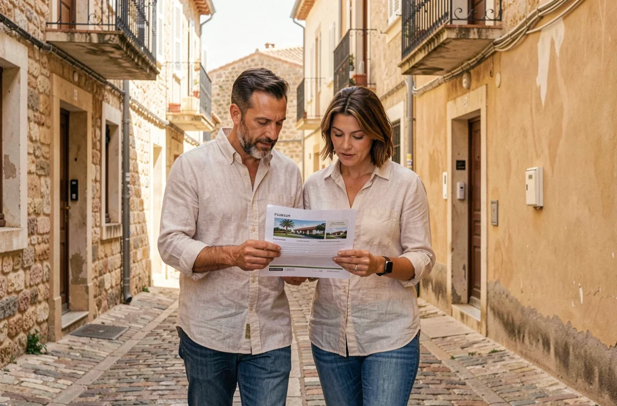 Couple visitant un quartier résidentiel de Fréjus pour un projet d'achat immobilier