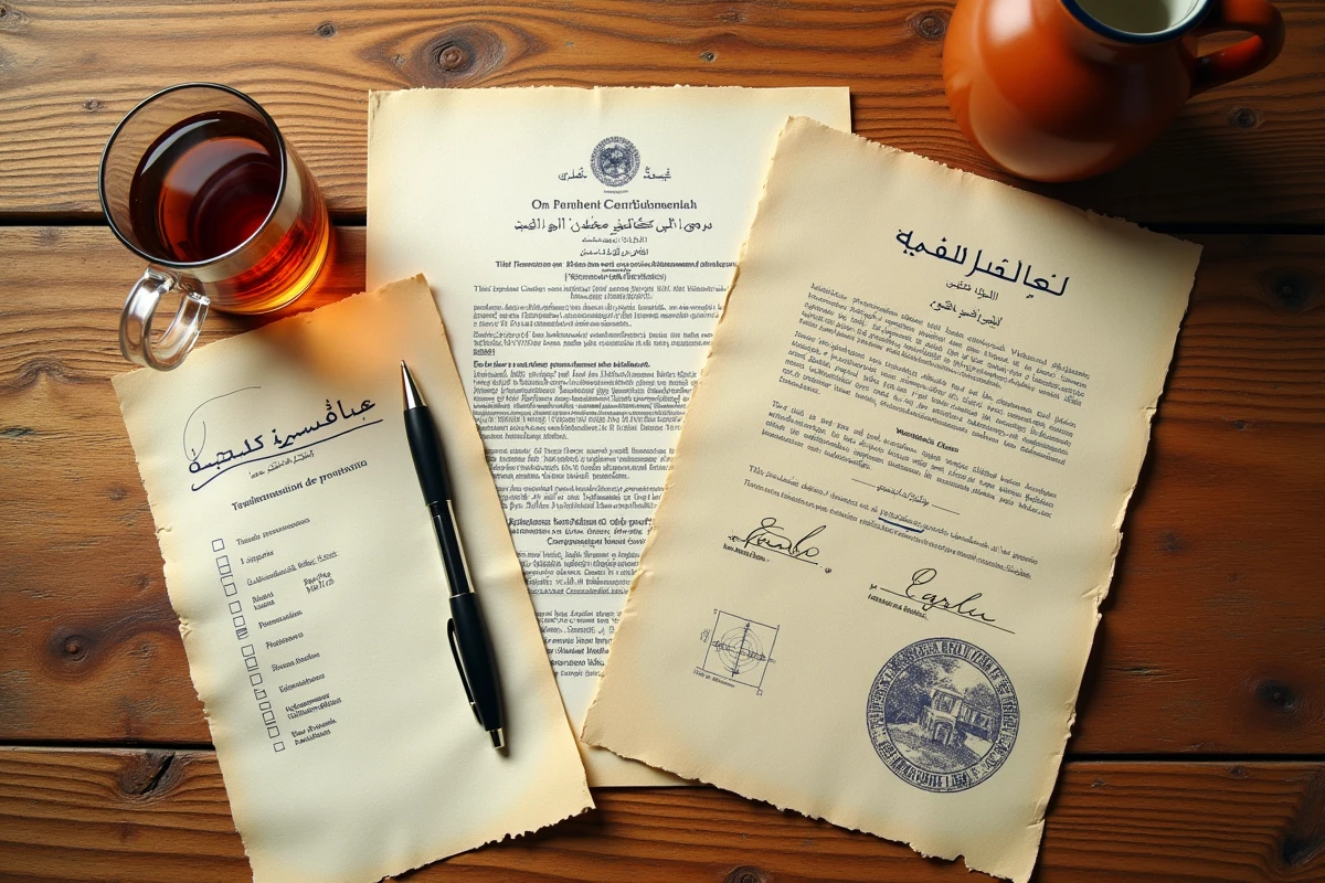 Documents juridiques indispensables pour vendre un appartement à Marrakech disposés sur un bureau