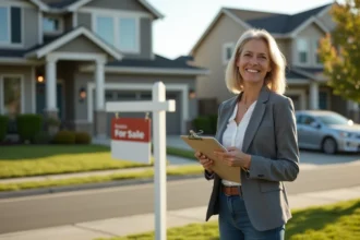 Panneau immobilier annonçant la vente ou la location d'un bien