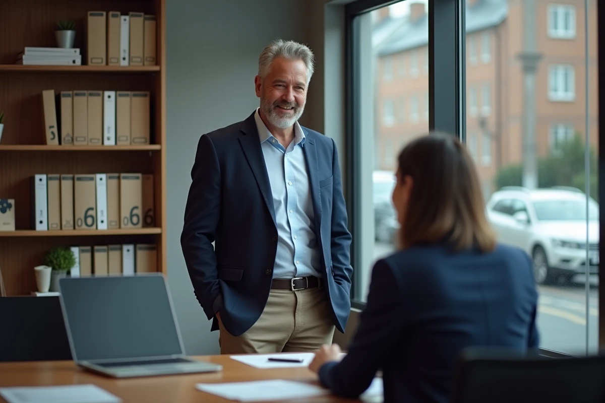 Homme professionnel dans une agence immobiliere