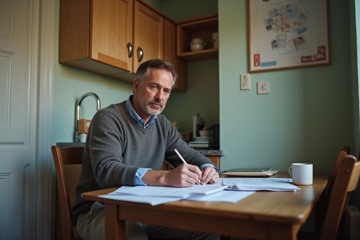 Homme remplissant un formulaire de demande de logement