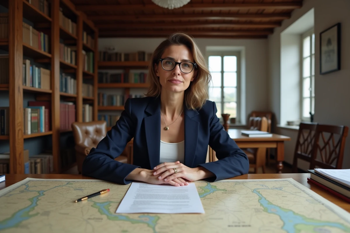 Notaire signant les documents officiels pour l'achat d'une maison en Normandie
