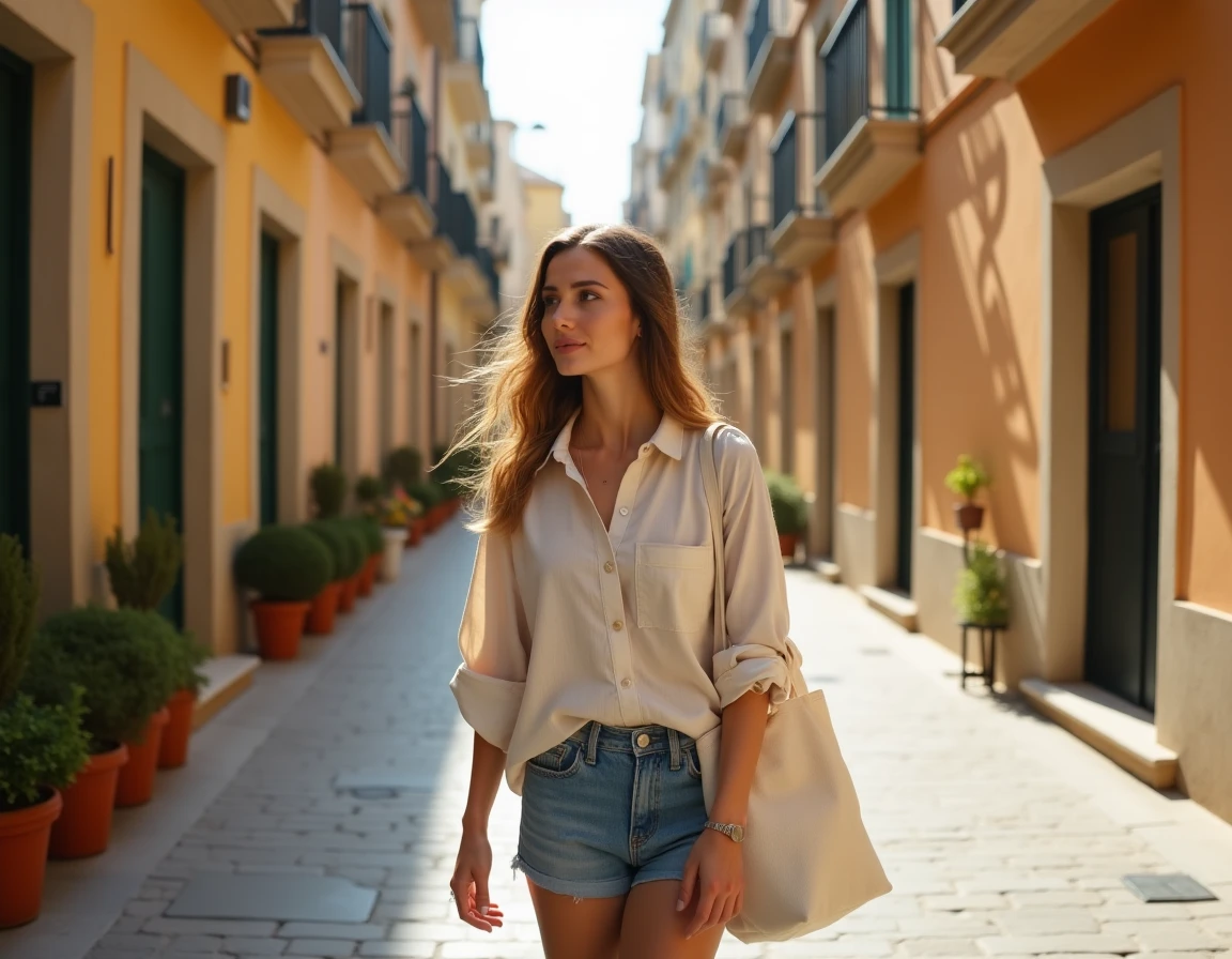 Femme se promenant dans les ruelles du Panier à Marseille, quartier historique aux façades colorées