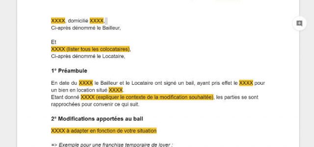Comment faire un avenant au bail ?