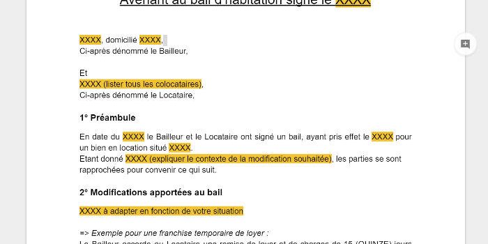 Comment faire un avenant au bail ?