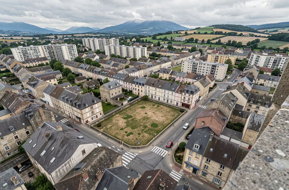 Vue aérienne des quartiers d'Aix-les-Bains montrant le contraste entre zones résidentielles et logements sociaux